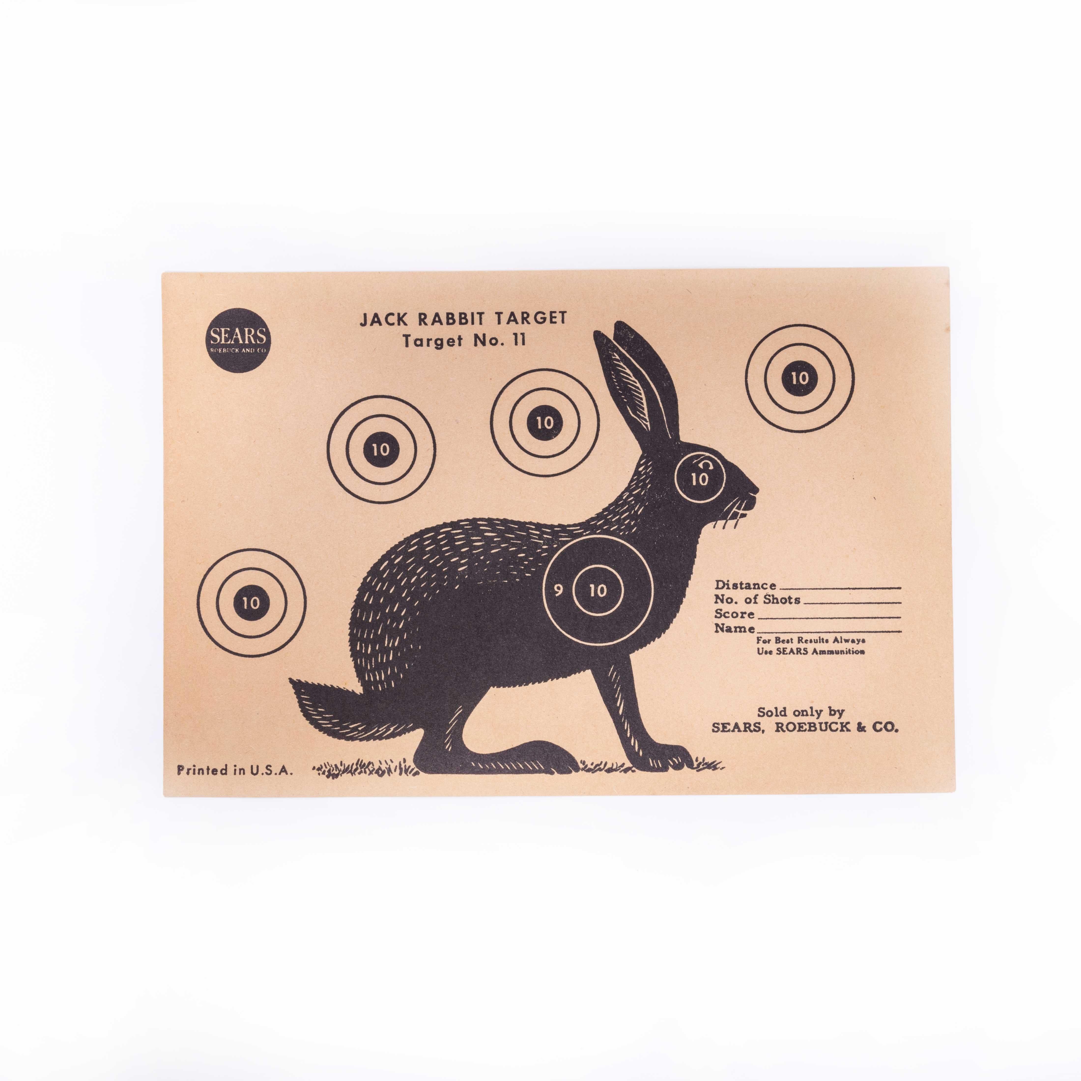 1950's American Jack Rabbit Shooting Target. 

1950's American Shooting Target. New old stock vintage paper shooting target by J.C Higgins for Sears Roebuck.

Workshop Report:
Delicate handmade paper product do not