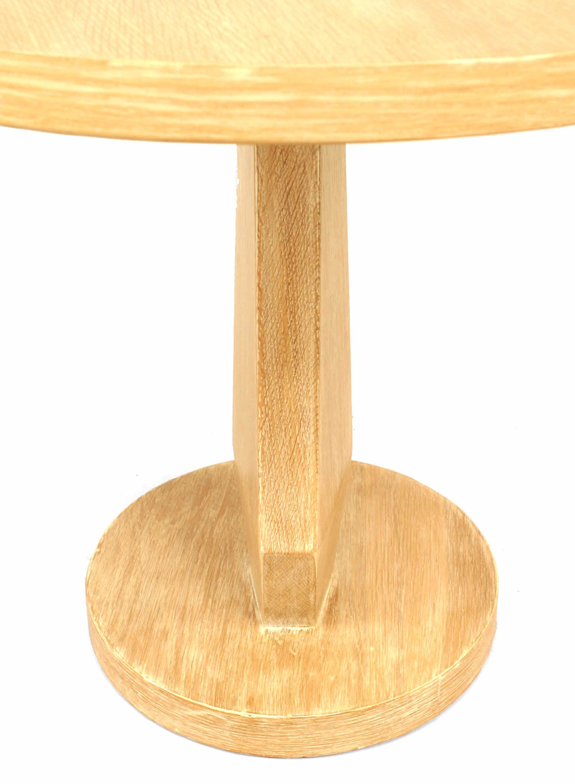 Limestone American Mid-Century Limewood Round End Table For Sale