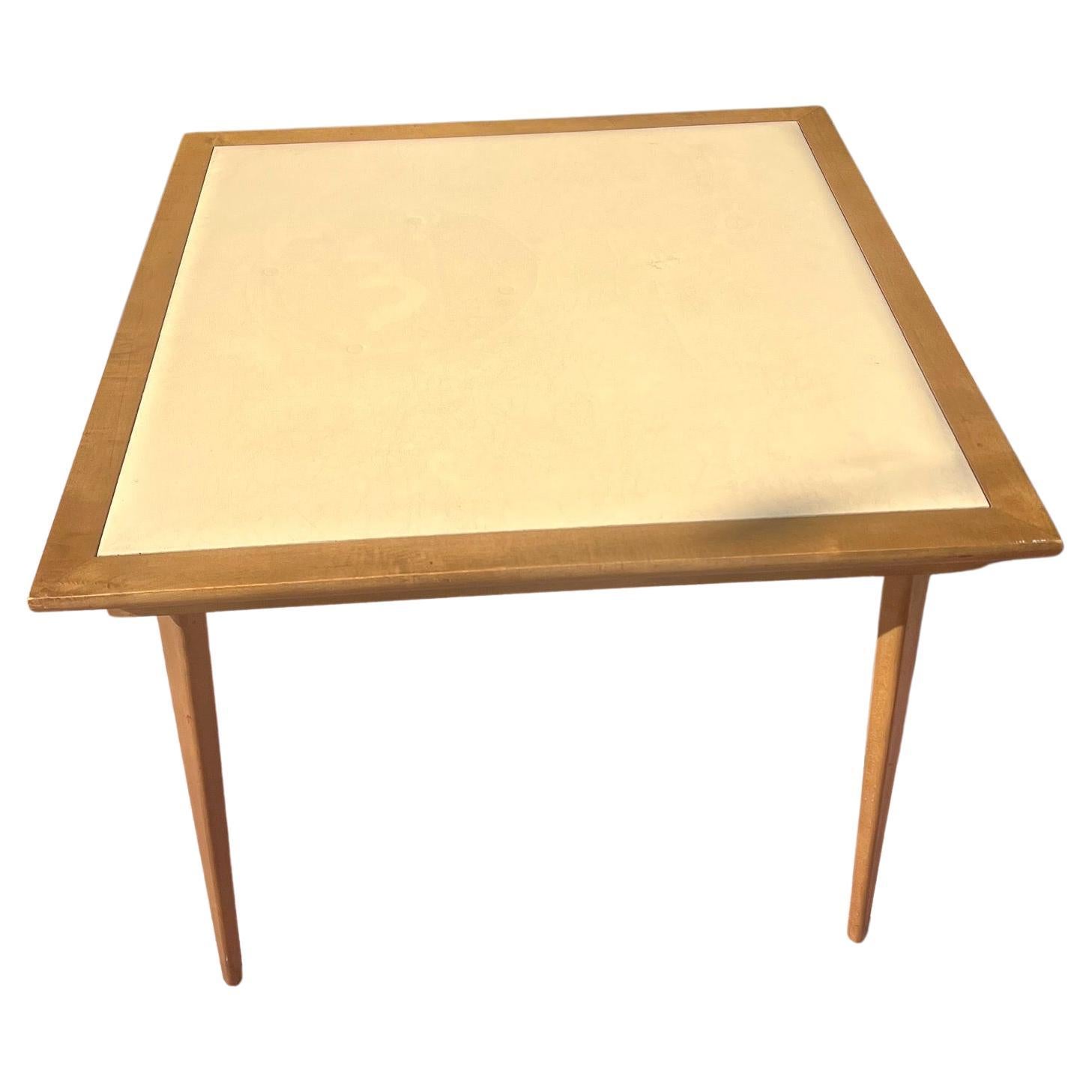 1950's American Mid Century atomic Age Folding Table in Walnut & Naugahyde In Good Condition For Sale In San Diego, CA
