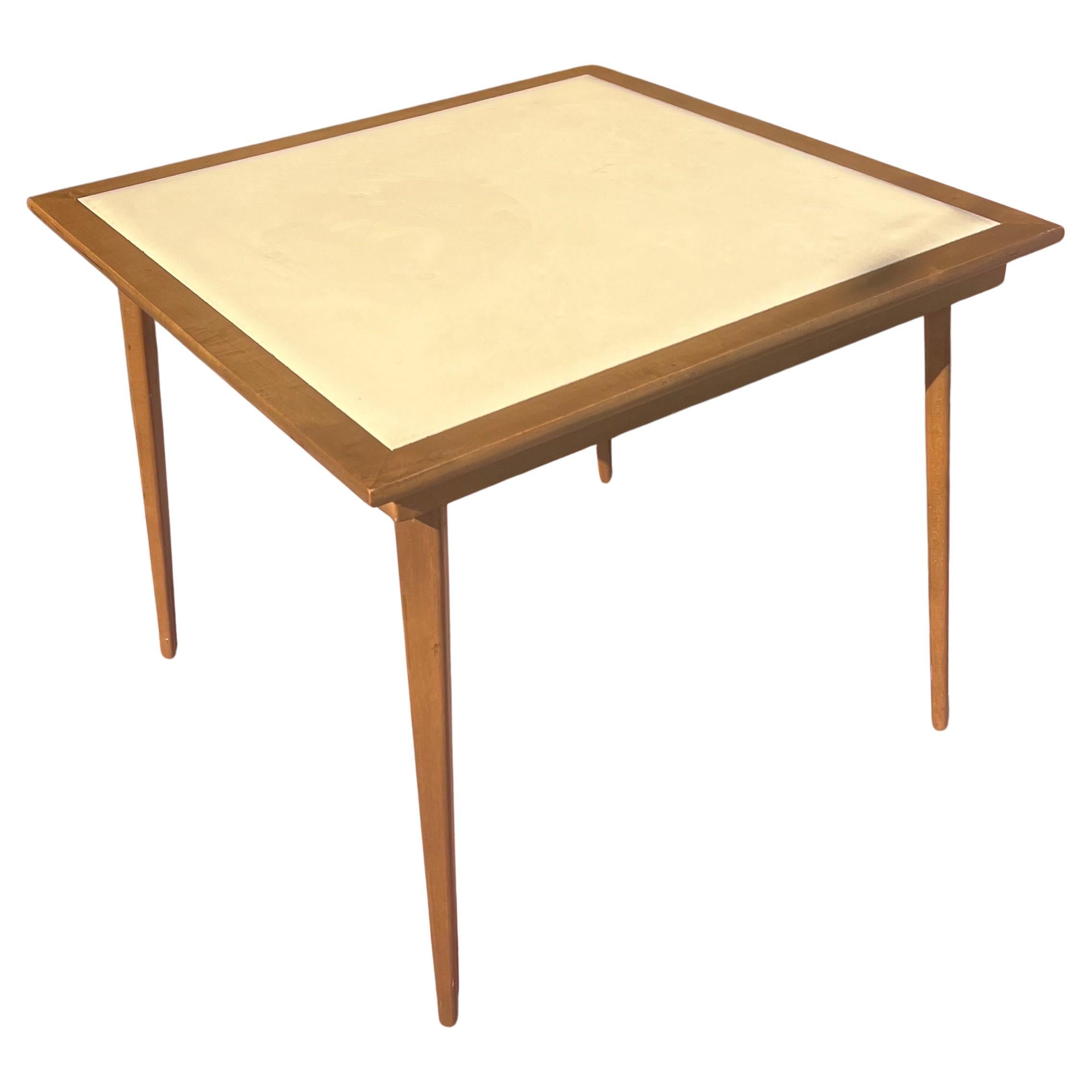 1950's American Mid Century atomic Age Folding Table in Walnut & Naugahyde For Sale