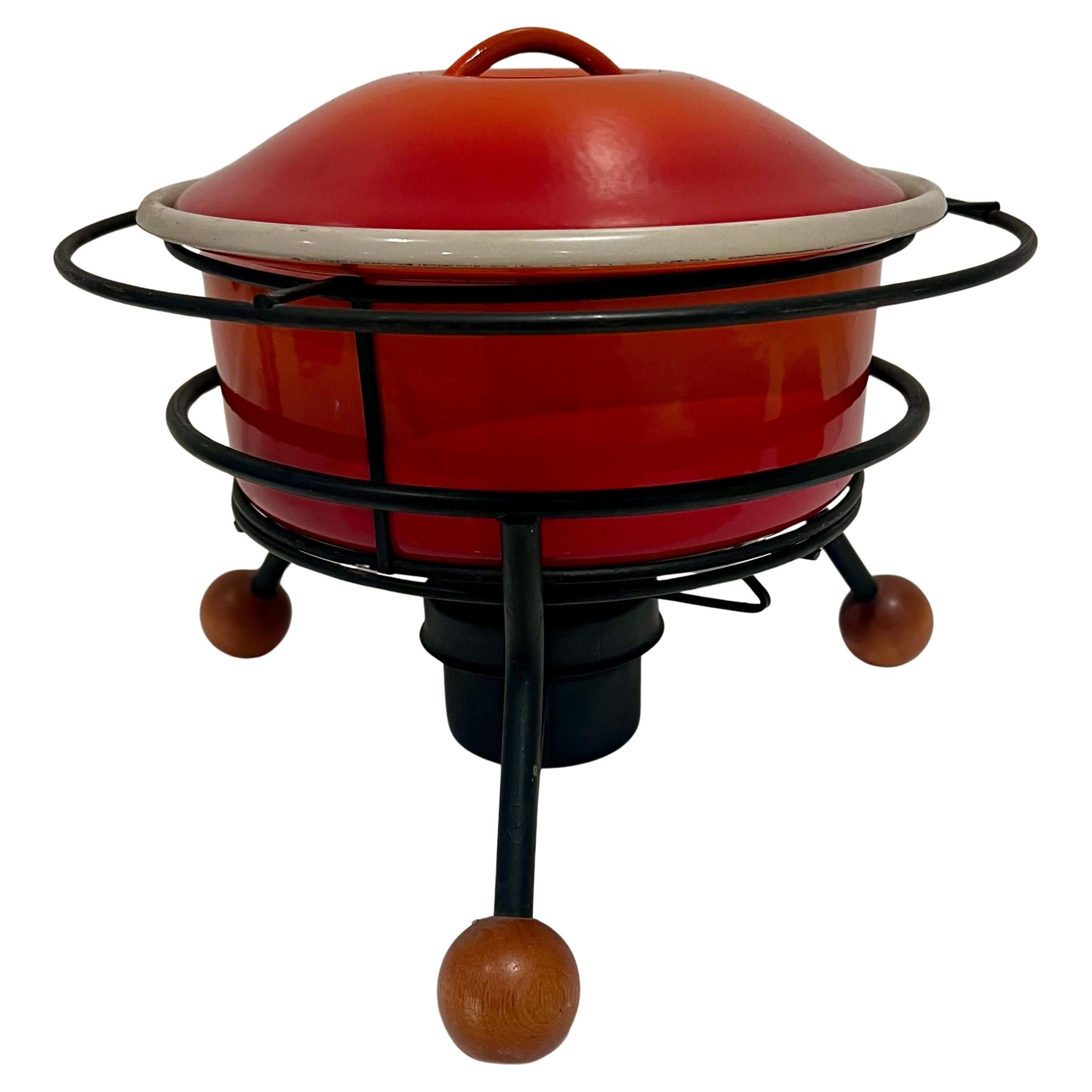 1950's American Mid Century Atomic Age Rare Fondue Pot Casserole For Sale