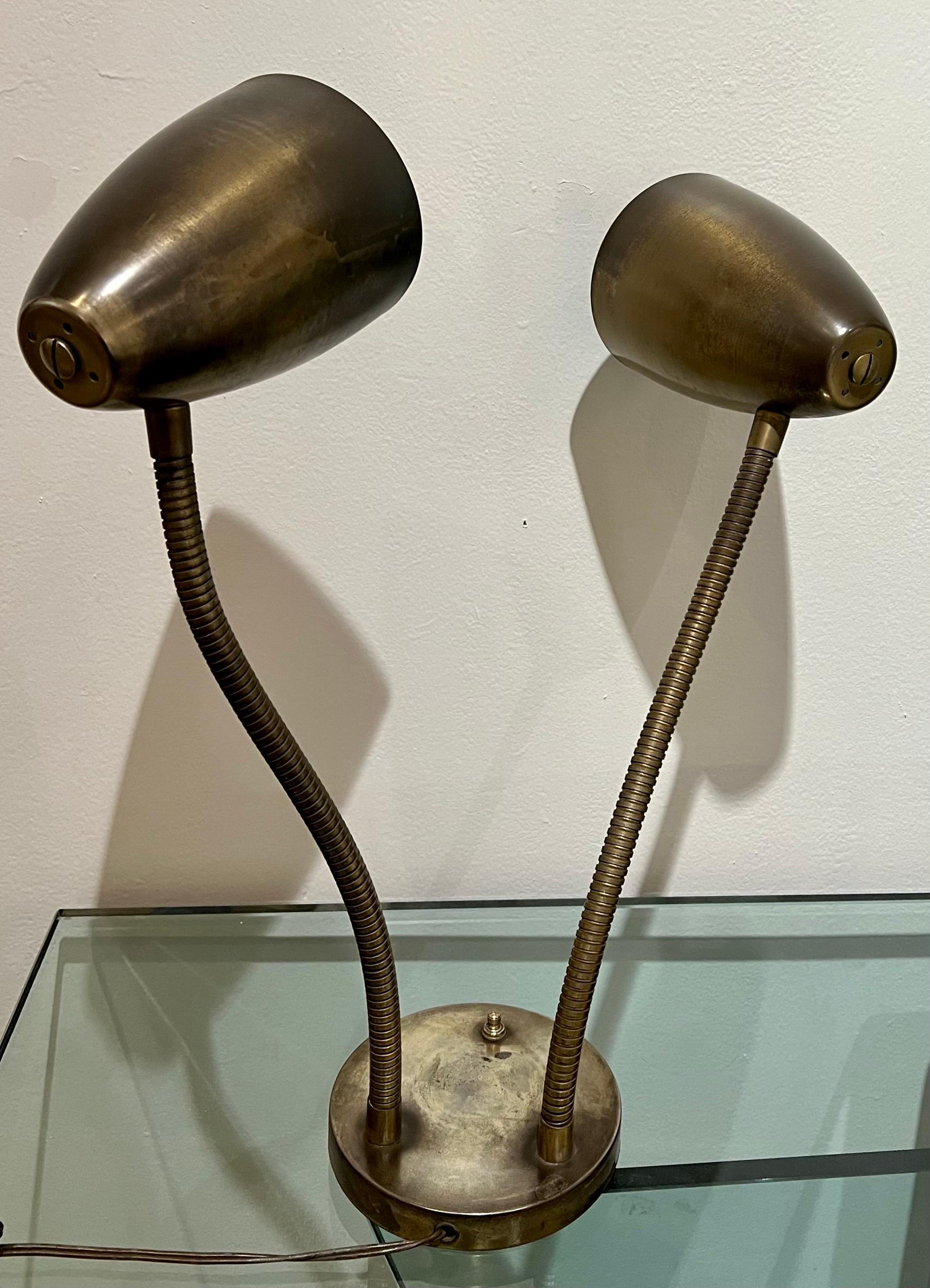 antique gooseneck brass lamp