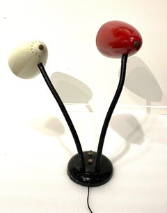 1950's American Mid Century Gooseneck Double Head Atomic Age Desk Lamp