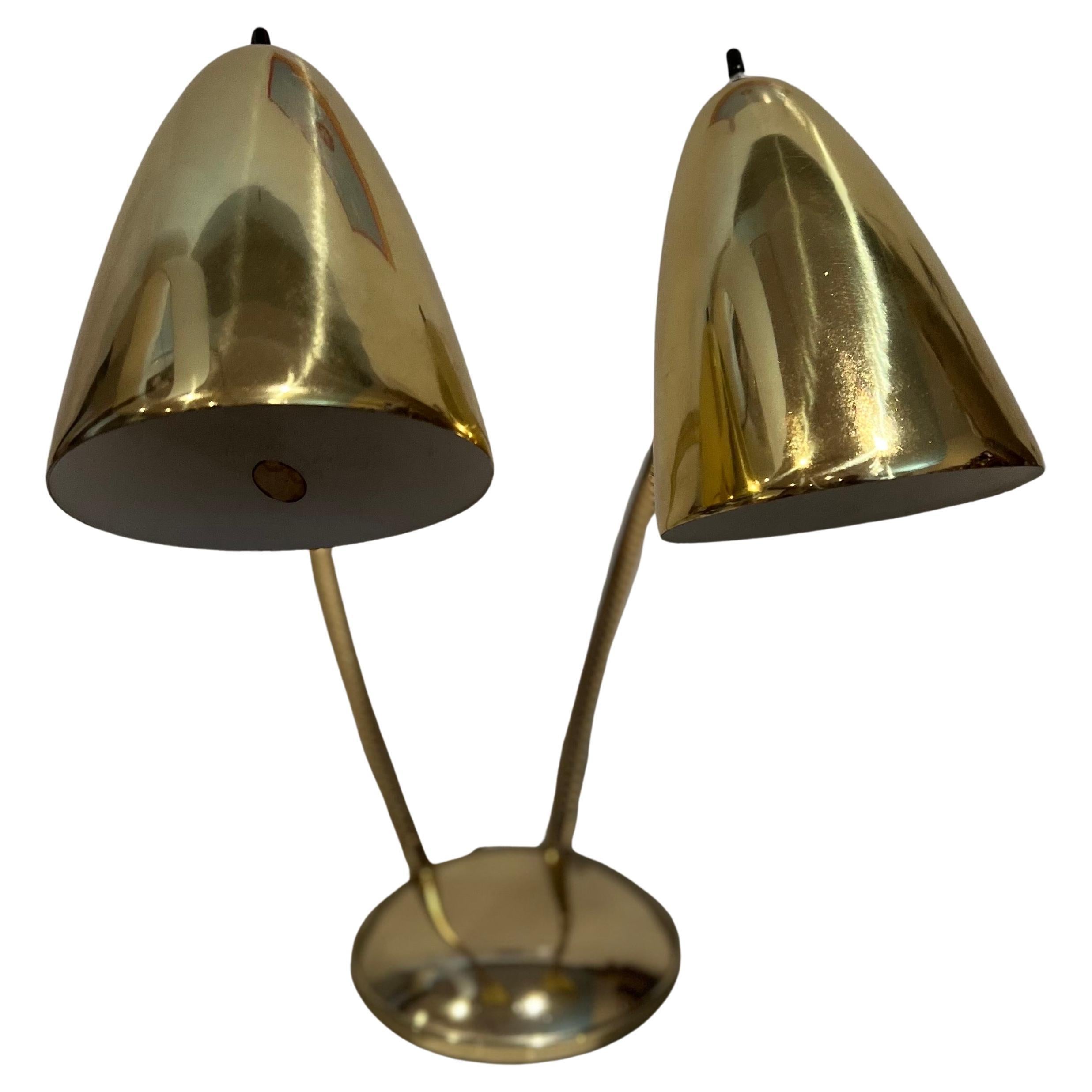 Mid-Century Modern 1950's American Mid-Century Gooseneck Double Head Atomic Age Desk Lamp