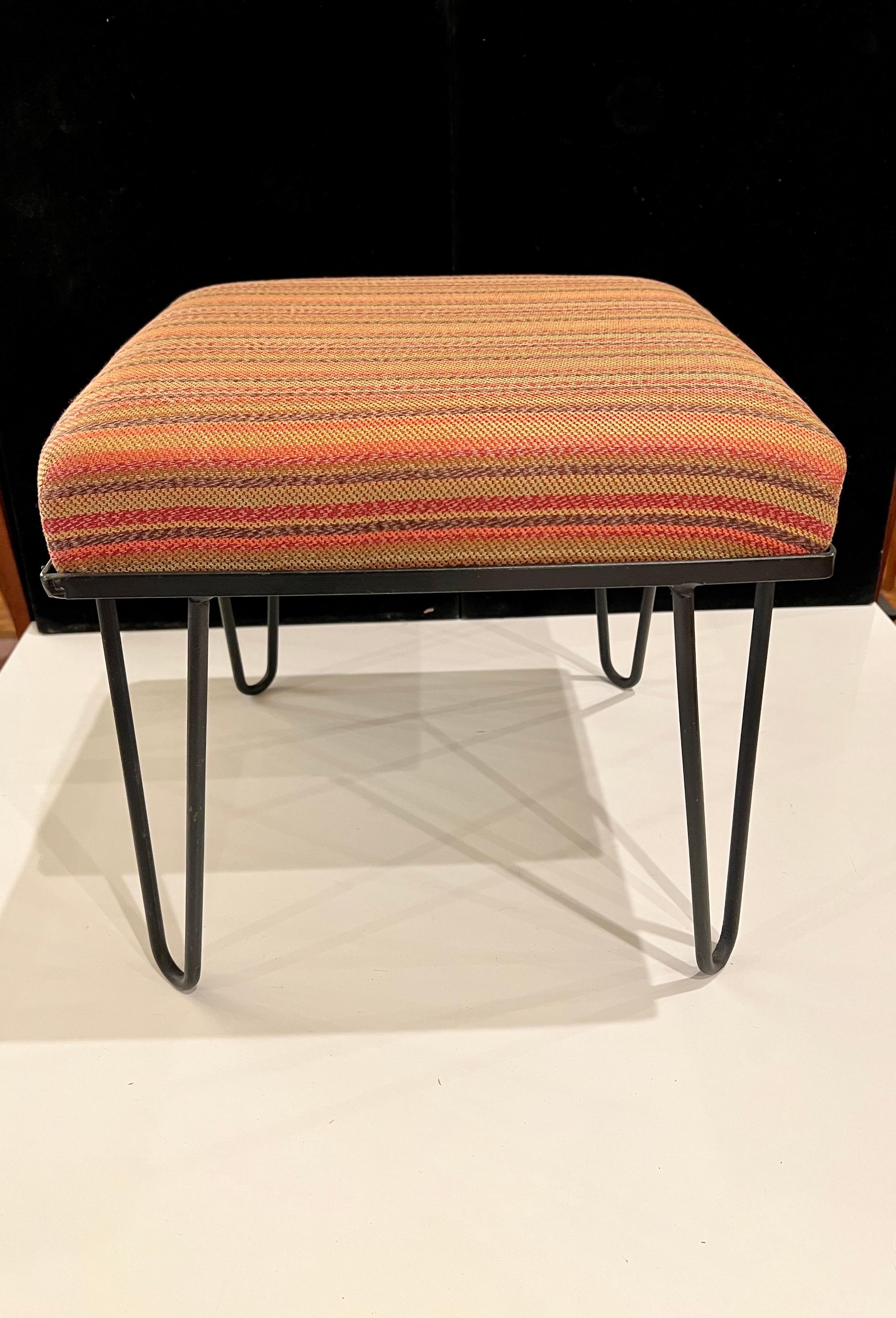 20th Century 1950's American Mid-Century Modern Atomic Age Hairpin Legs Stool