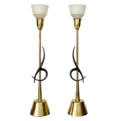 Retro 1950s American Mid-Century Modern Table Lamps Rembrandt Hollywood Regency, Pair
