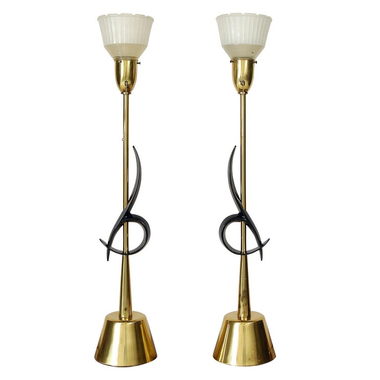 1950s American Mid-Century Modern Table Lamps Rembrandt Hollywood Regency, Pair For Sale