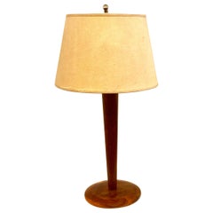 1950s American Midcentury Walnut and Brass Table Lamp