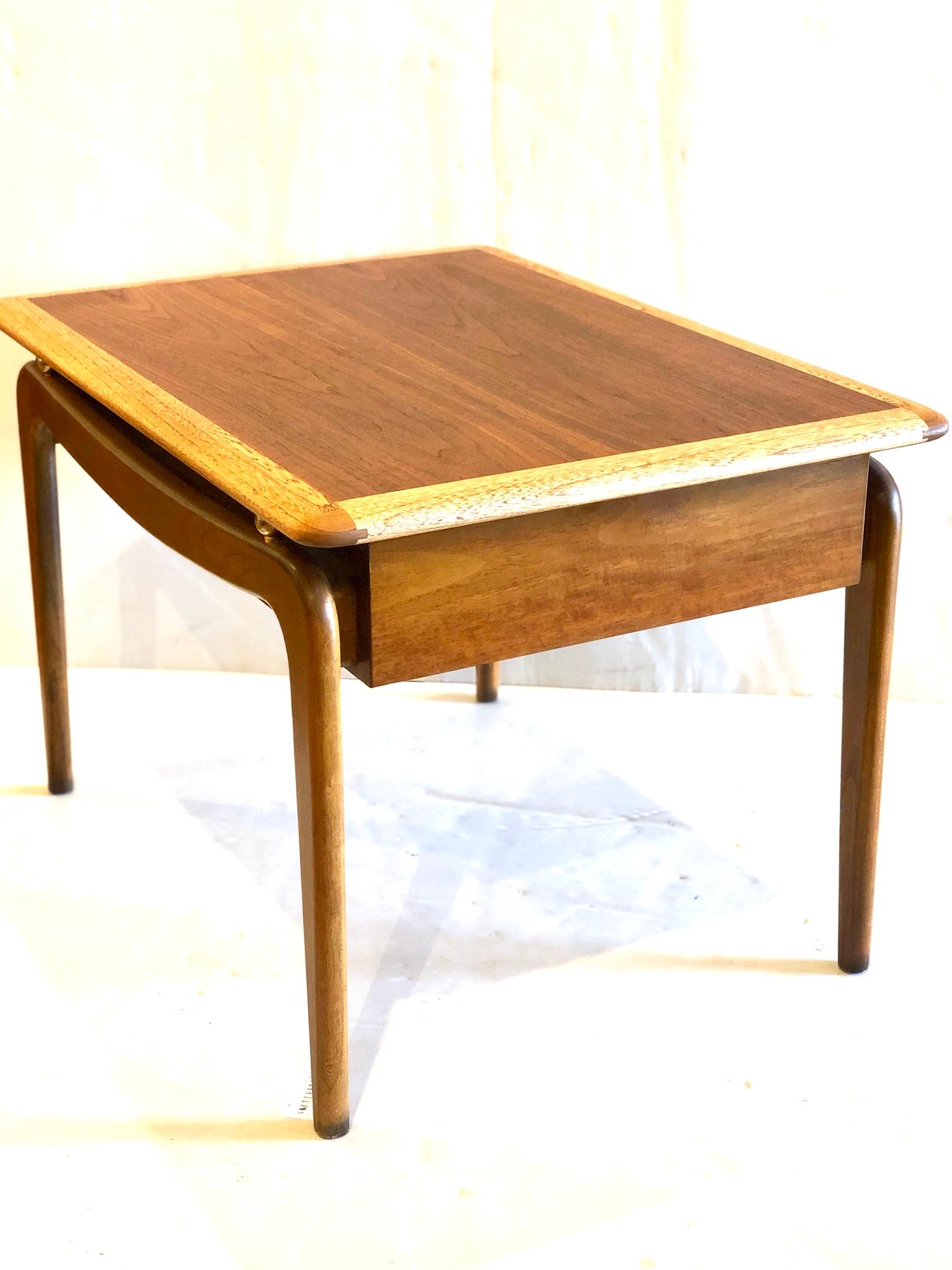 20th Century 1950s American Modern Walnut End Side Table Atomic Age