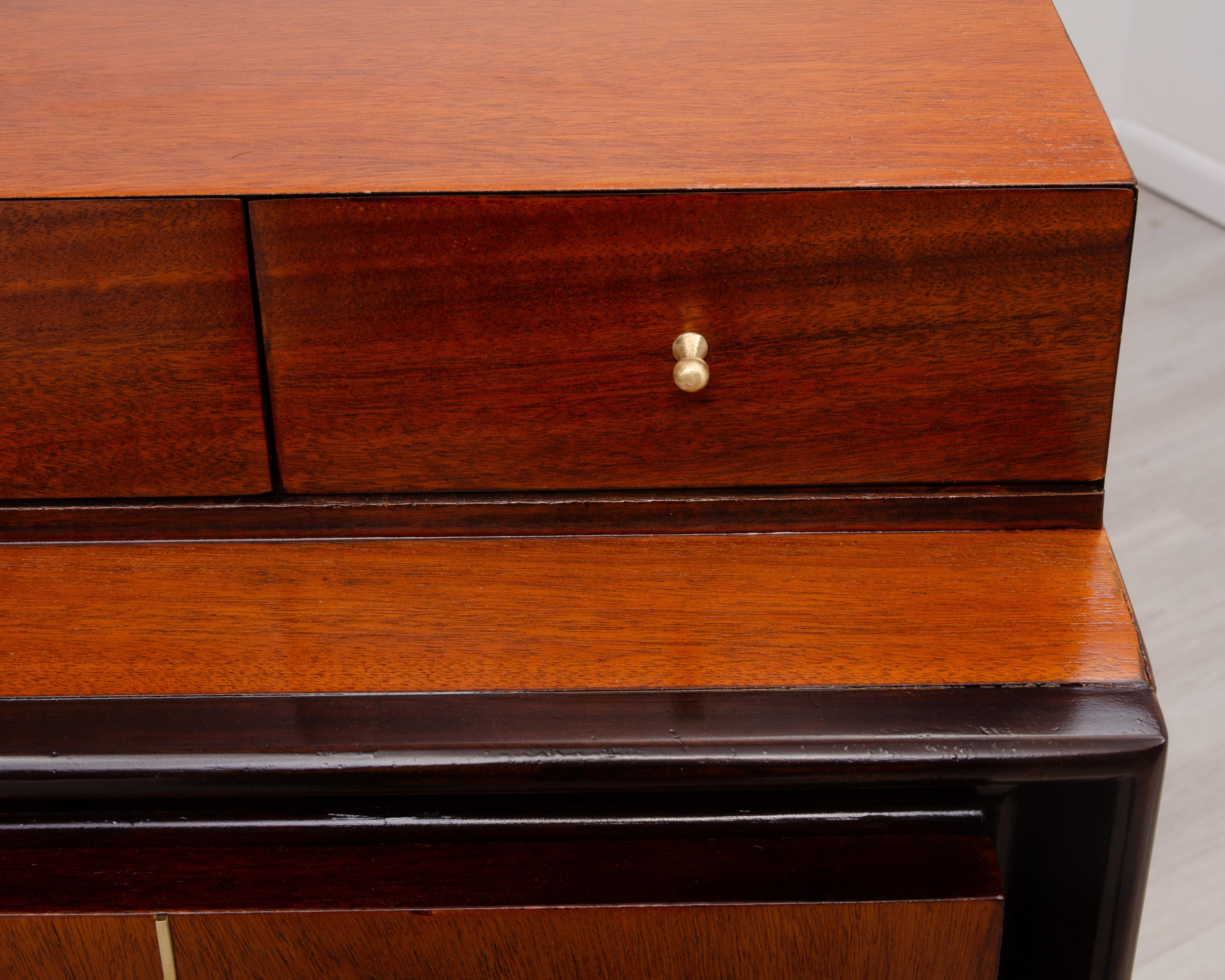 1950s American of Martinsville Midcentury High Chest Dresser with Brass Inlay For Sale 6