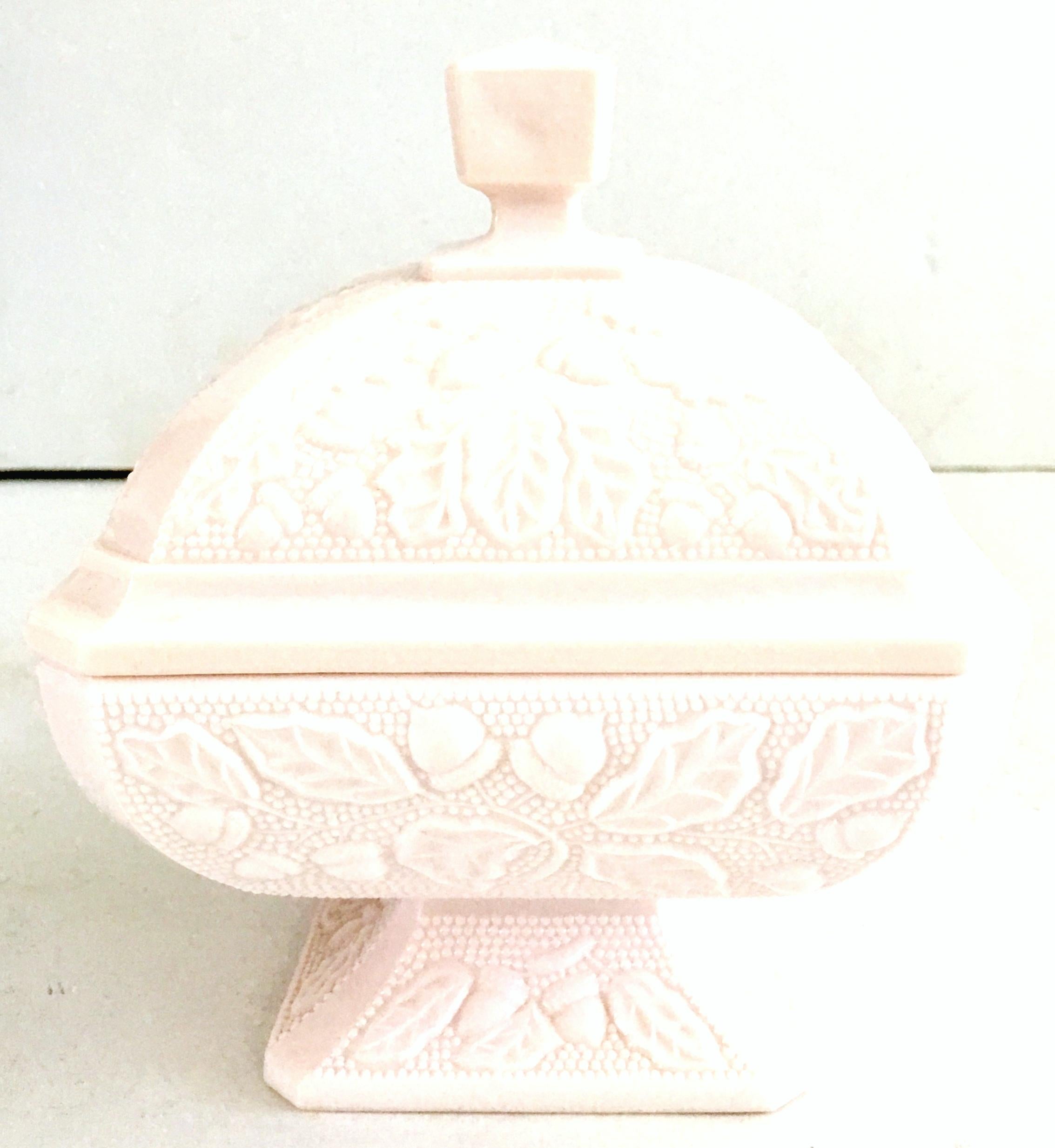 1950s American Pink Milk Glass Candy Dish and Footed Bowl Set of 2 4
