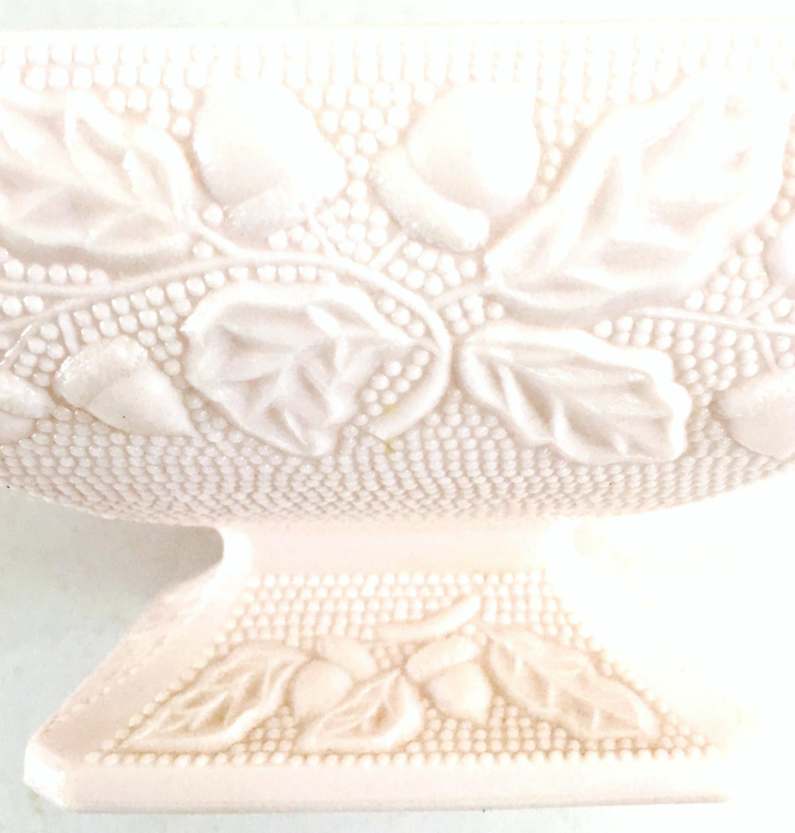 1950s American Pink Milk Glass Candy Dish and Footed Bowl Set of 2 5