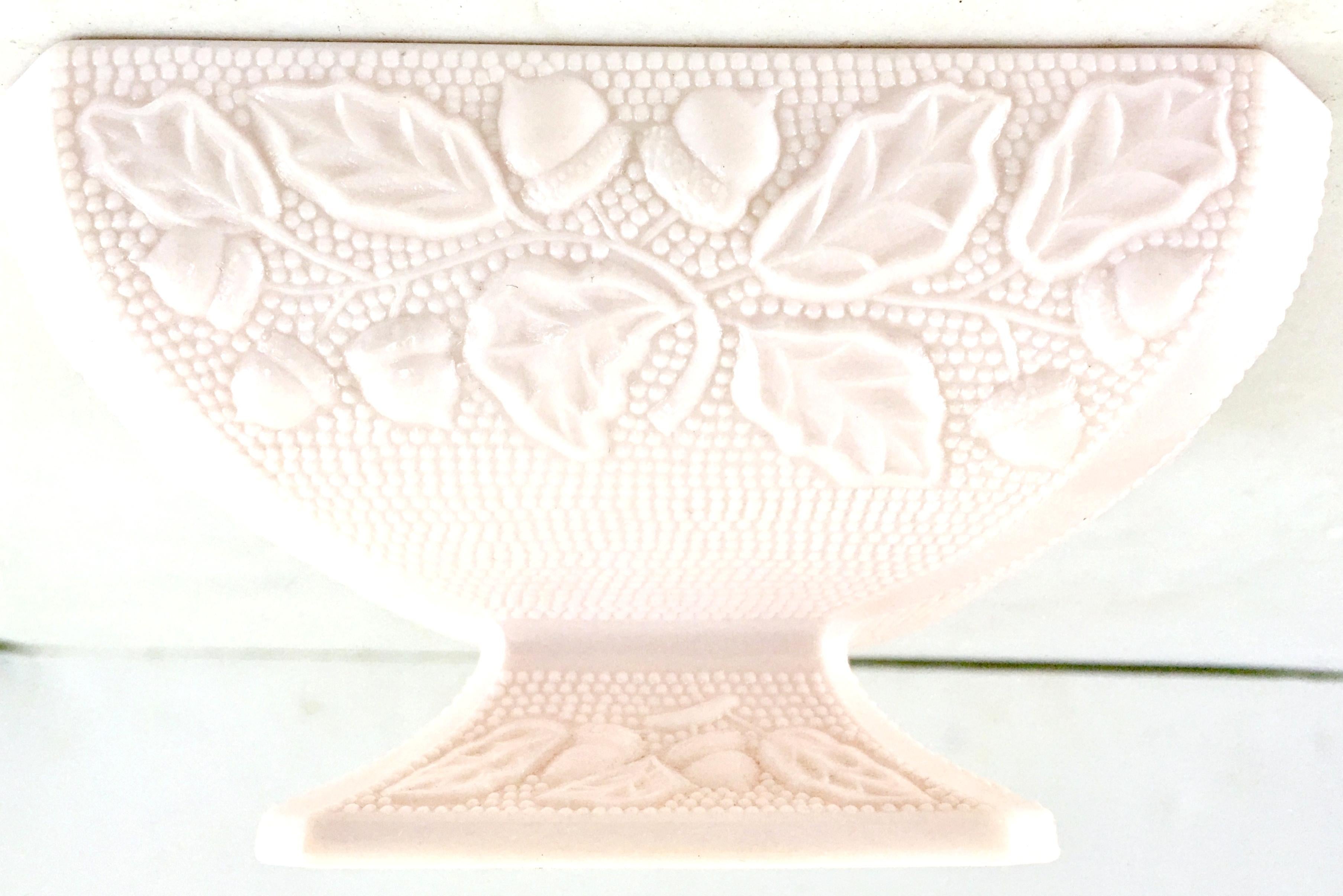 1950s American Pink Milk Glass Candy Dish and Footed Bowl Set of 2 6