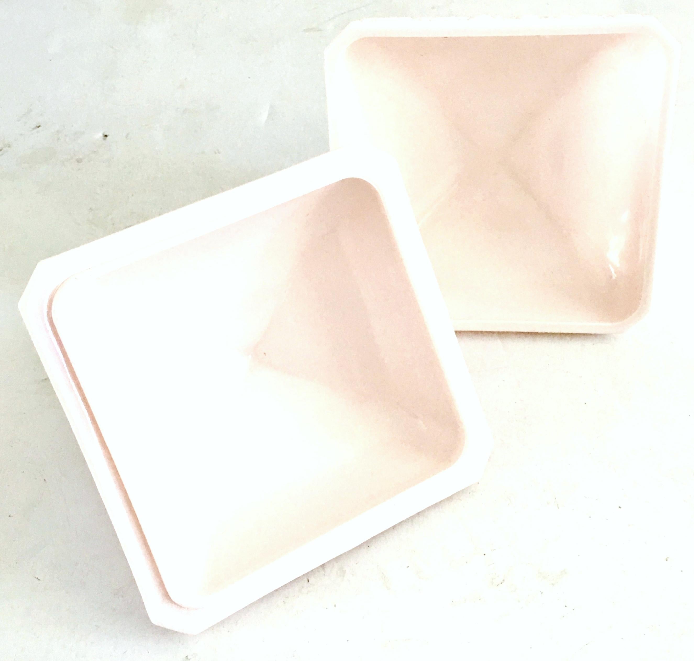1950s American Pink Milk Glass Candy Dish and Footed Bowl Set of 2 8