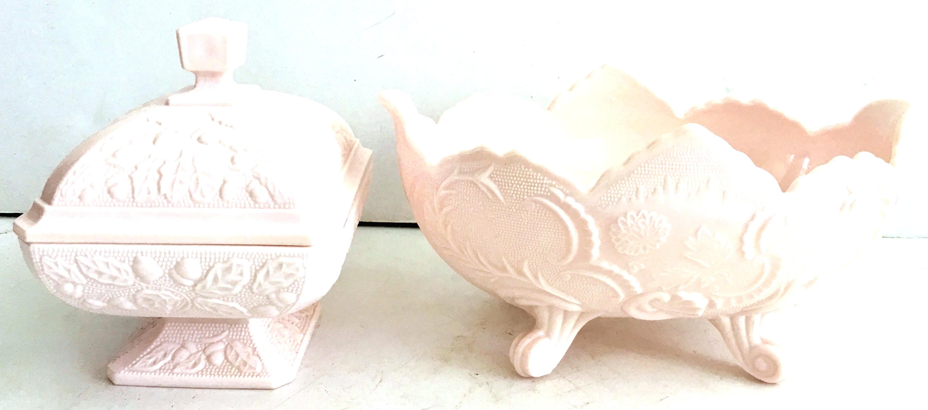 pink milk glass bowl