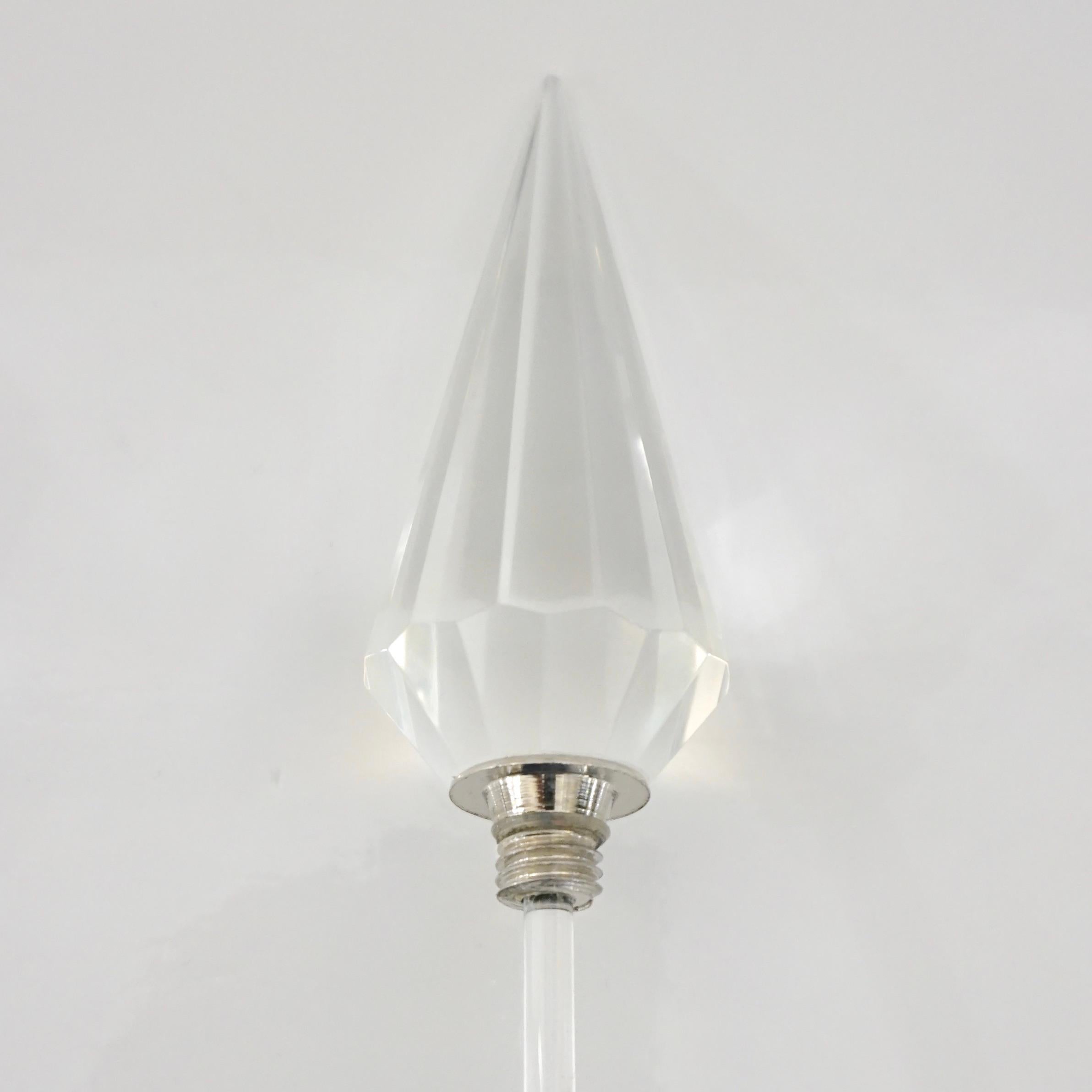 20th Century 1950s American Vintage Diamond Cut Multi Faceted Tall Crystal Perfume Bottle For Sale