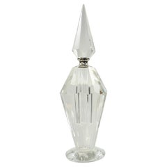 1950s American Vintage Diamond Cut Multi Faceted Tall Crystal Perfume Bottle