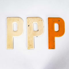 1950's American Vintage Gas Station Enamel Marquee Letter - P
