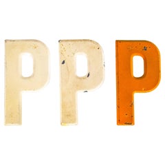 1950's American Vintage Gas Station Enamel Marquee Letter - P