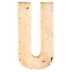 1950's American Vintage Gas Station Enamel Marquee Letter - U