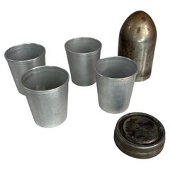1950s American Vintage Set of 4 Nesting Travel Shot Cups Bullet Case