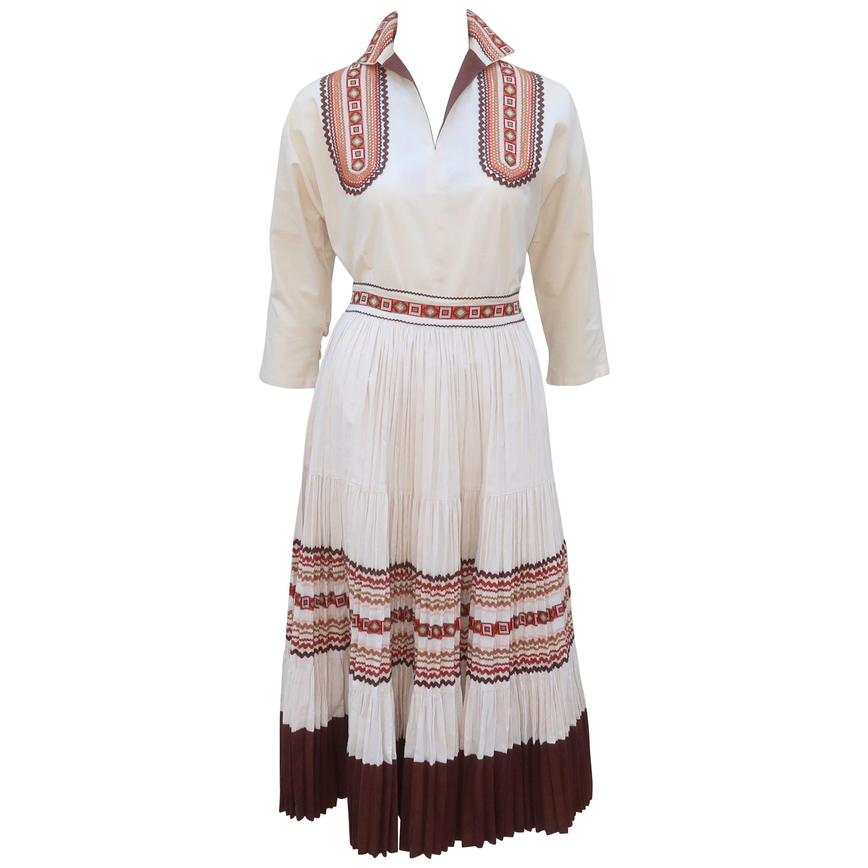 1950er Amerikanisches Western Wear zweiteiliges Patio-Kleid