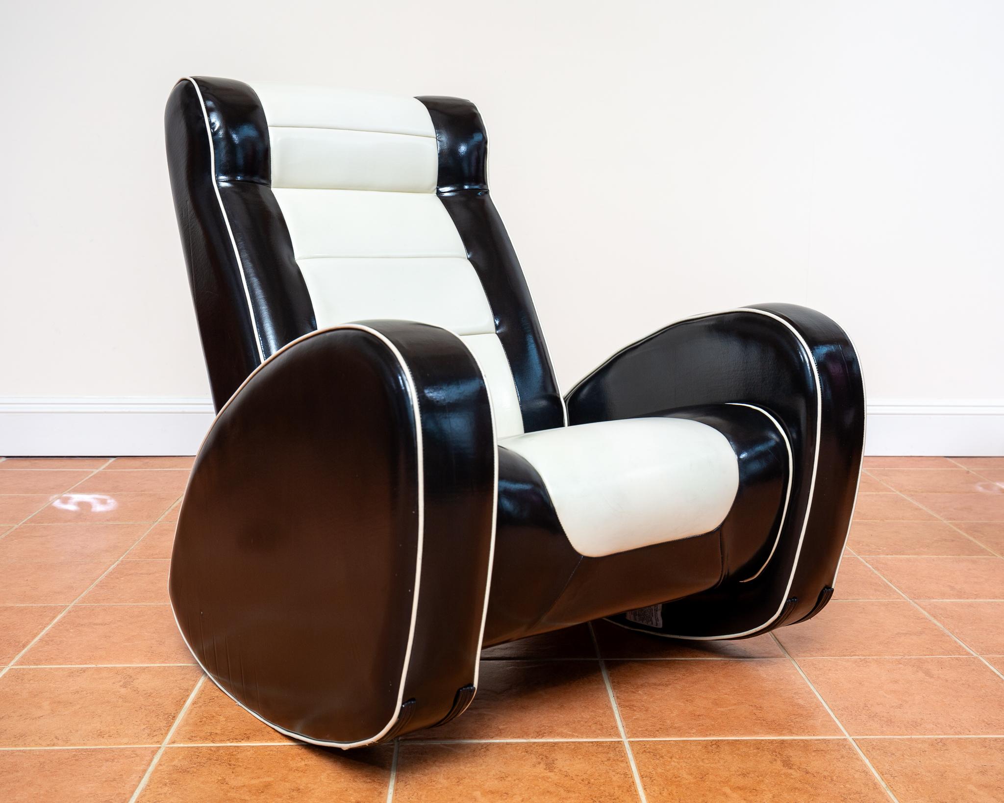 1950s Americana Style Rocking Chair Art Deco Lounge Chair Black White Armchair en venta 5