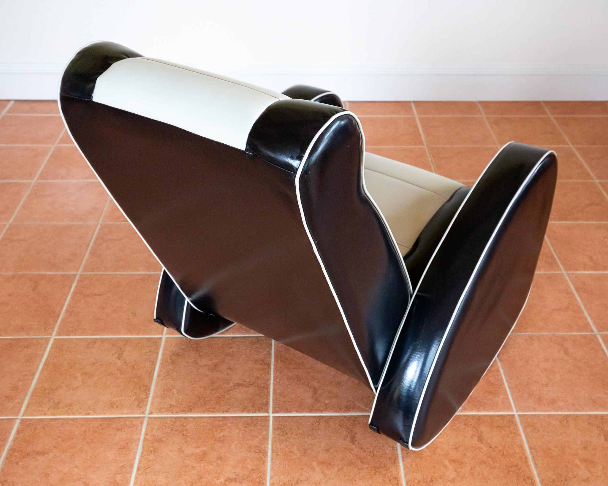 1950s Americana Style Rocking Chair Art Deco Lounge Chair Black White Armchair en venta 8