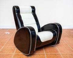 1950s Americana Style Rocking Chair Art Deco Lounge Chair Black White Armchair