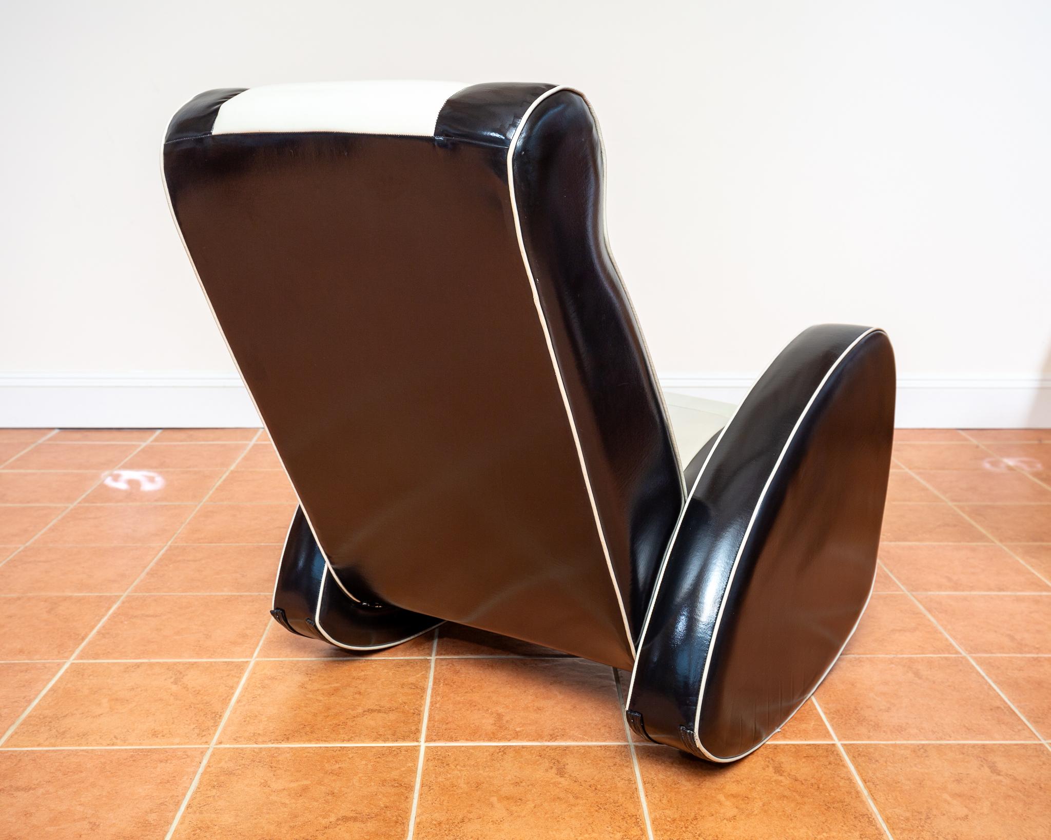 1950s Americana Style Rocking Chair Art Deco Lounge Chair Black White Armchair en venta 1