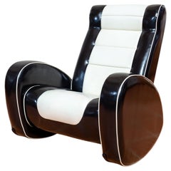 1950s Americana Style Rocking Chair Art Deco Lounge Chair Black White Armchair