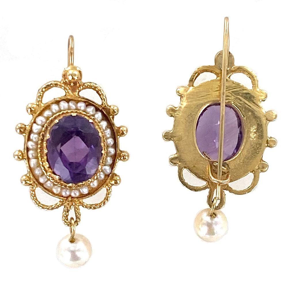amethyst and pearl earrings