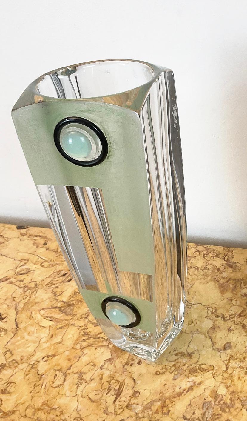 Jarrón de cristal grabado Art Déco Diseñado por Anatole Riecke Francia Años 50 en Bueno estado para la venta en London, GB