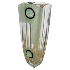 Art Deco Engraved Crystal Vase Designed by Anatole Riecke France 1950s