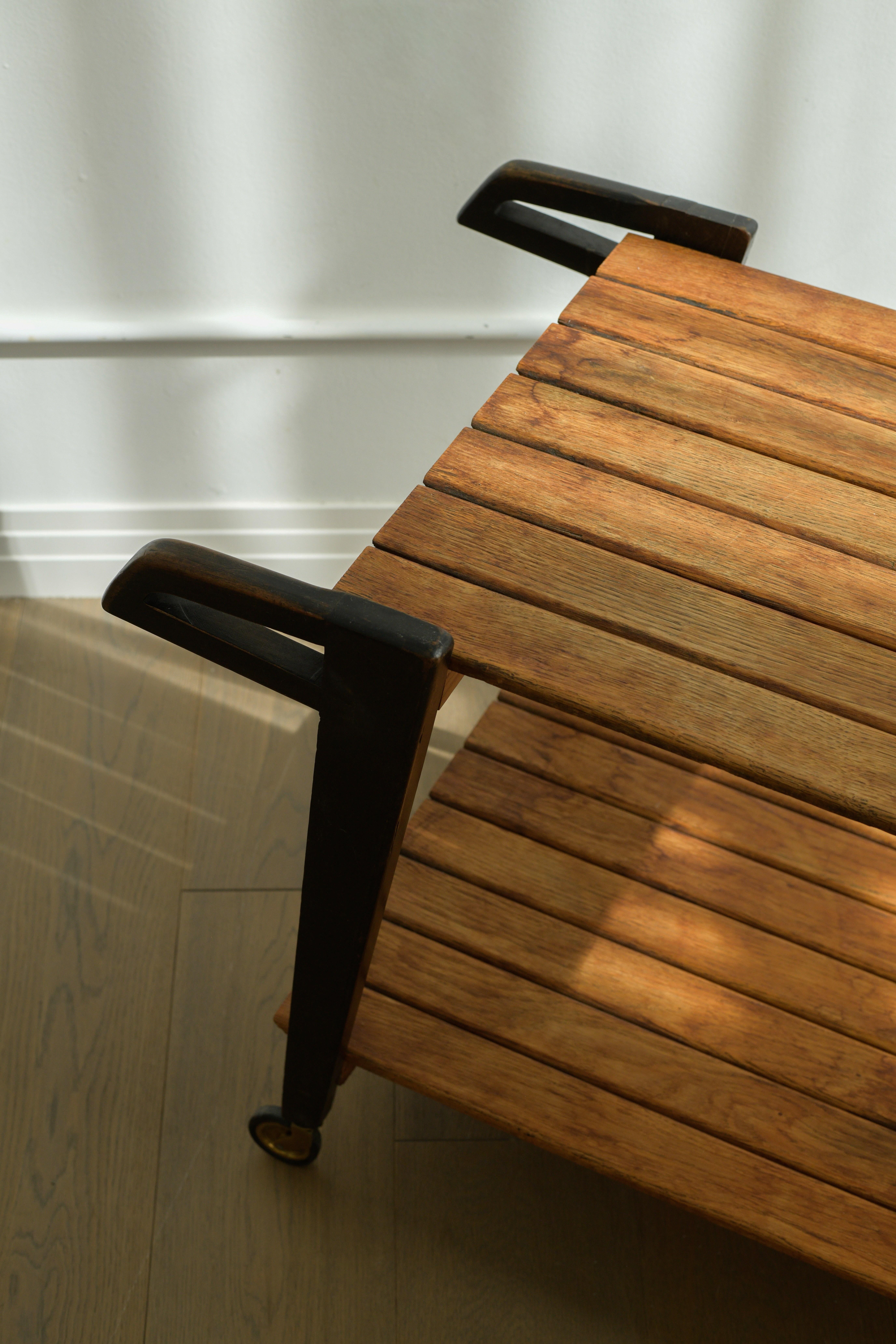 Mid-Century Modern 1950s Andre Paccard Serving cart Produced by Atelier Andre Paccard, France. For Sale