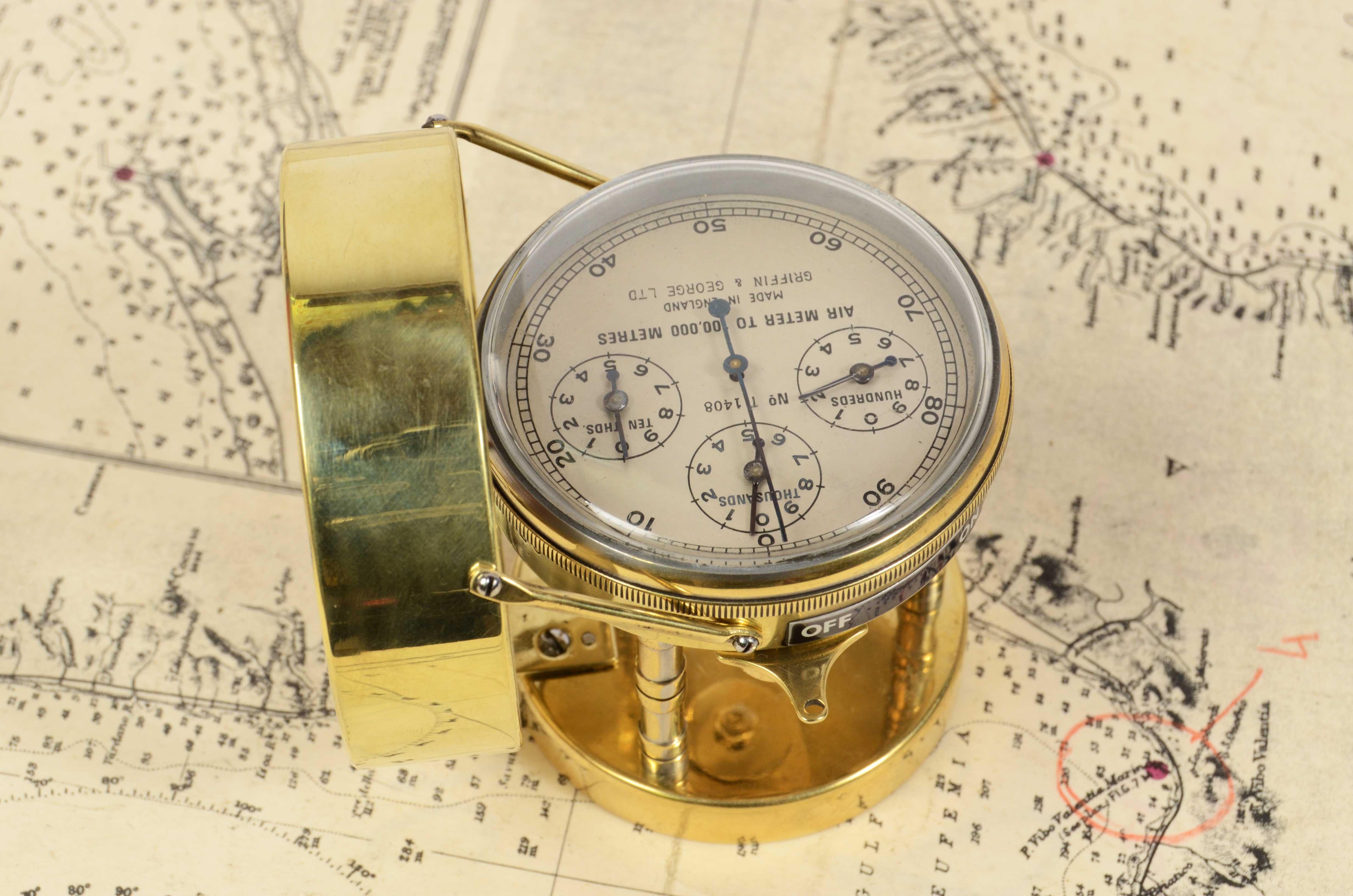 1950s Anemometer Antique Scientific Measuring Instrument Signed Griffin