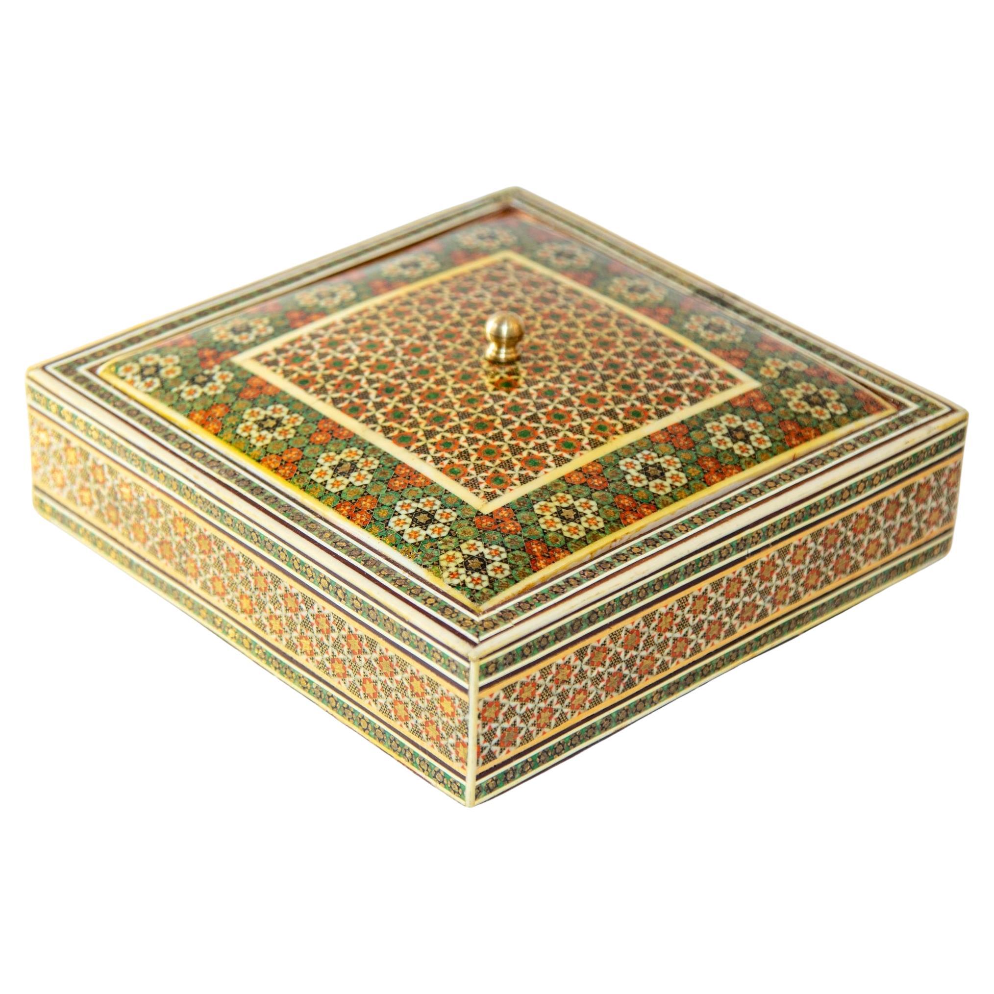 1950s Anglo Indian Micro Sadeli Mosaic Inlaid Jewelry Box
