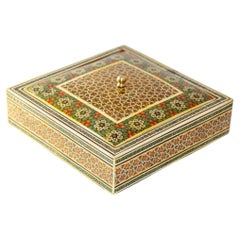 Vintage 1950s Anglo Indian Micro Sadeli Mosaic Inlaid Jewelry Box