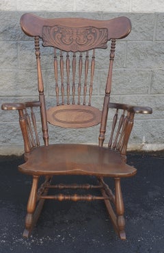 1950s Anglo Inglo-Indian Carved Walnut Rocking Chairs