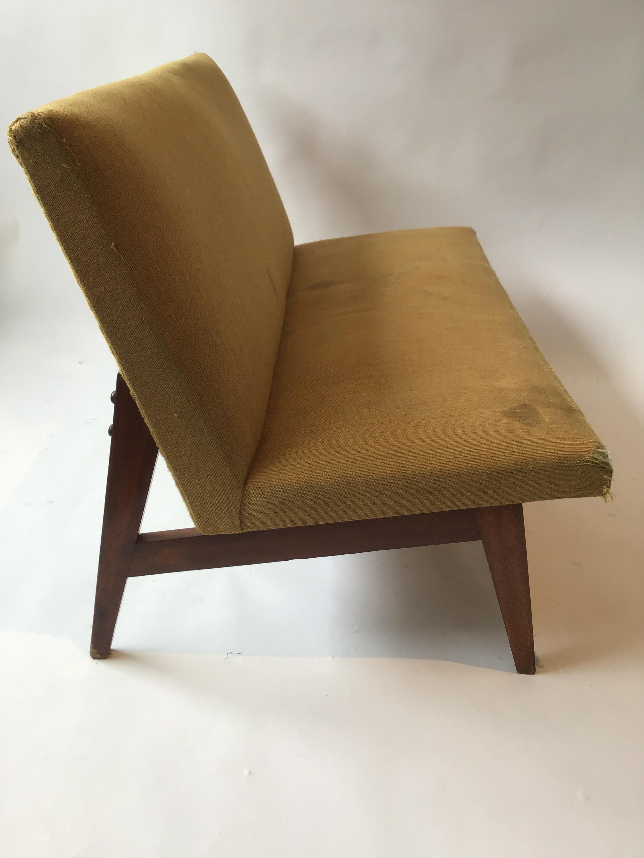 Wood 1950s Angular Settee