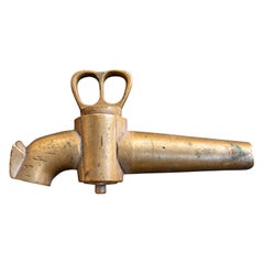 1950s Antique Brass Faucet with a Double-ring Handle and Original Patina