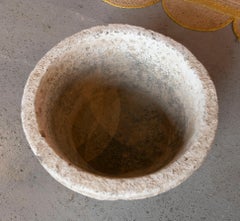 1950s Antique Carved Stone Mortar with Natural Patina