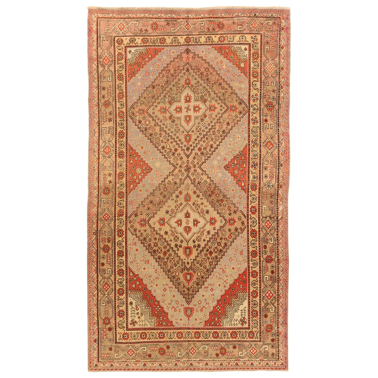 1950s Antique Central Asian Rug Khotan Style with Elaborate Floral ...