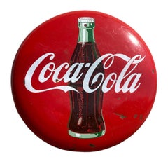 1950's Antique Coca-Cola Coke Enamel 48" Button Sign