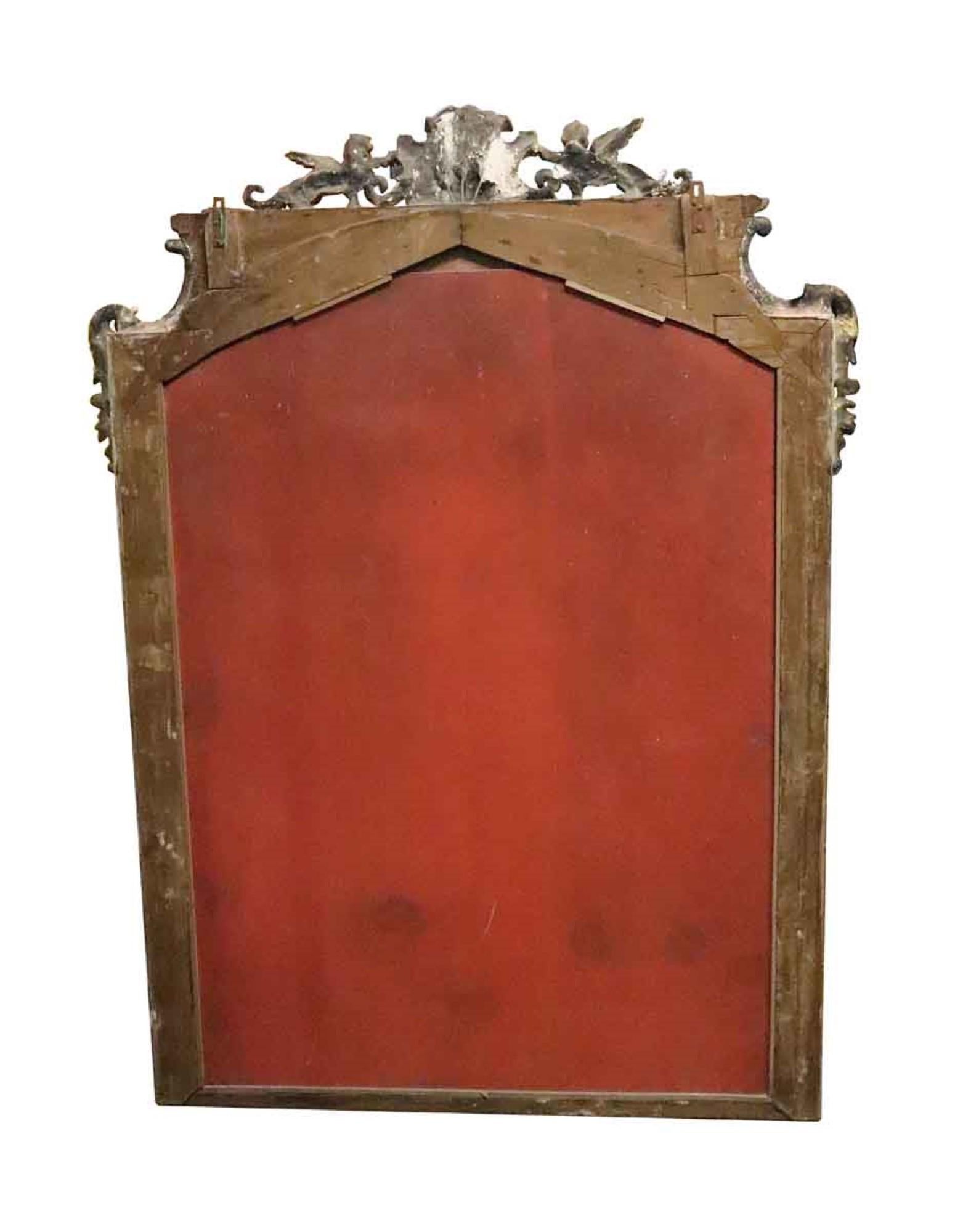 1950s Antique French Over Mantle Mirror with Figural Details and Griffins 2