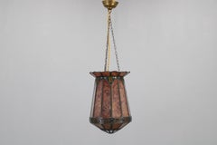 1950s Antique Glass Pendant Light in Tiffany Style
