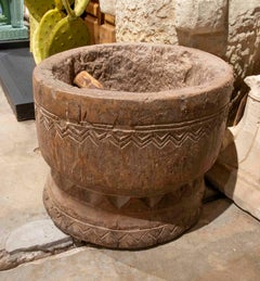 1950s Antique Hand-Carved Wooden Mortar
