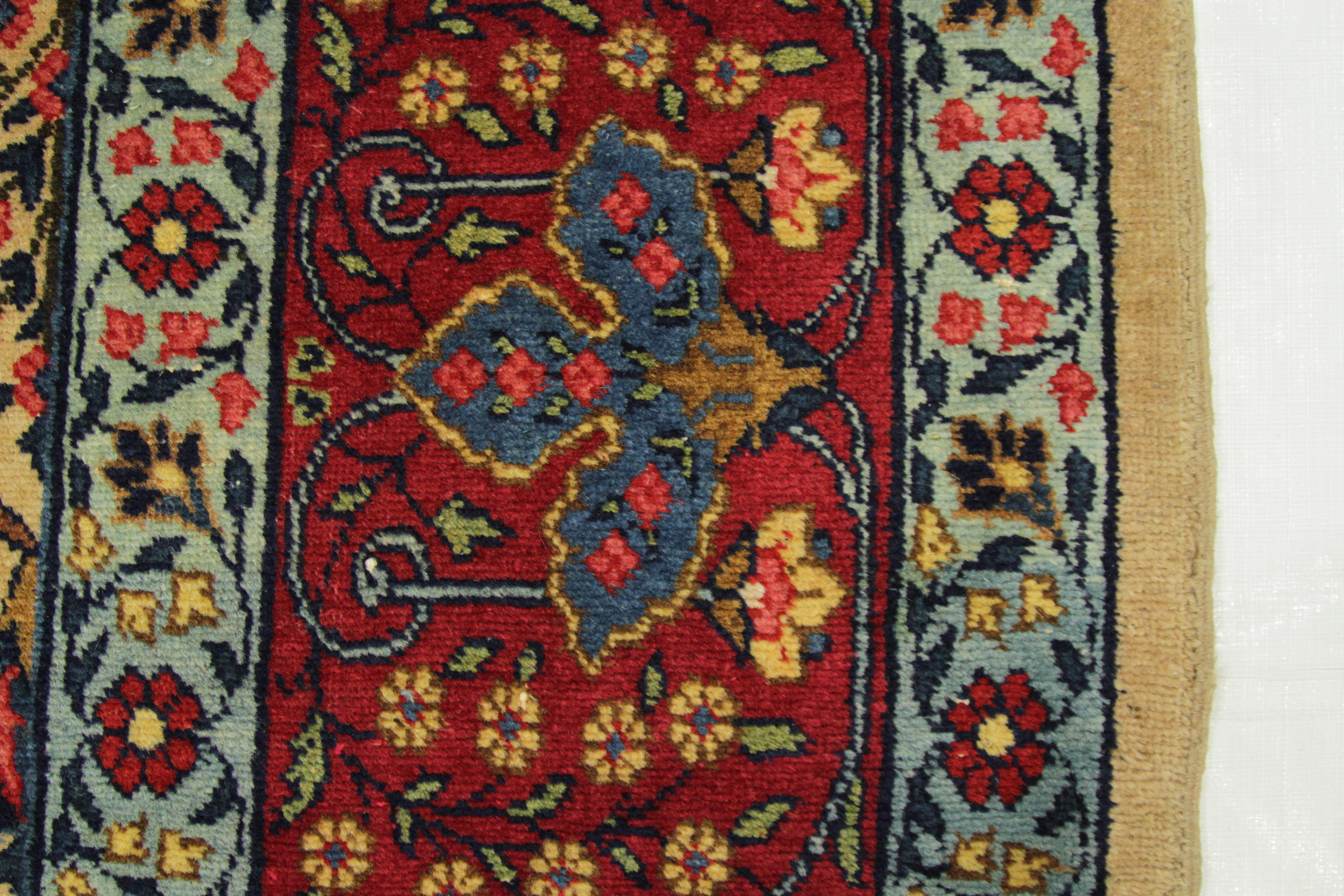 Wool 1950s Antique Persian Tabriz Rug with Lush ‘Herati’ Patterns in Red and Black For Sale