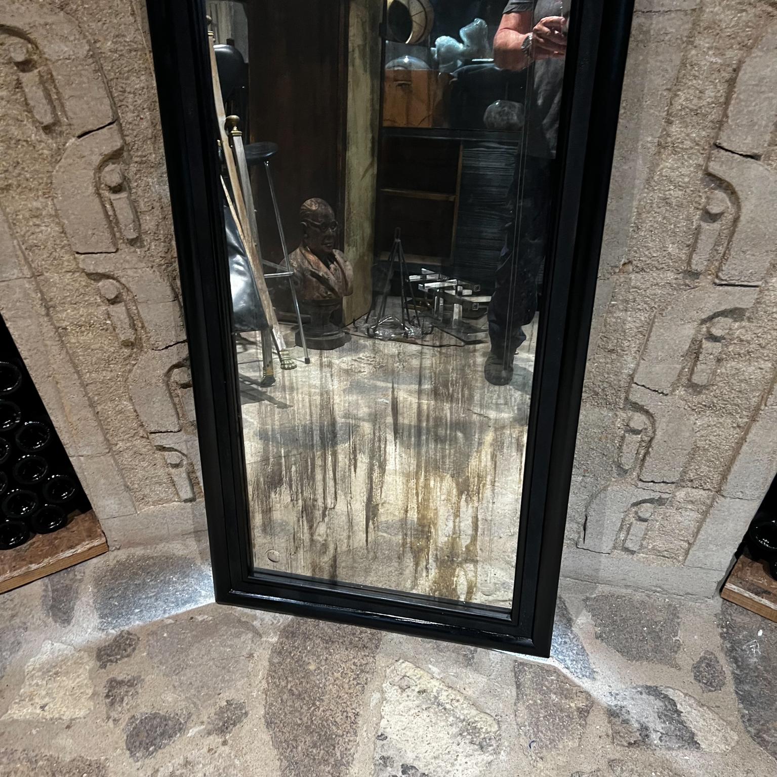 1950s Antique Wall Mirror Black Satin Mexico City For Sale 6