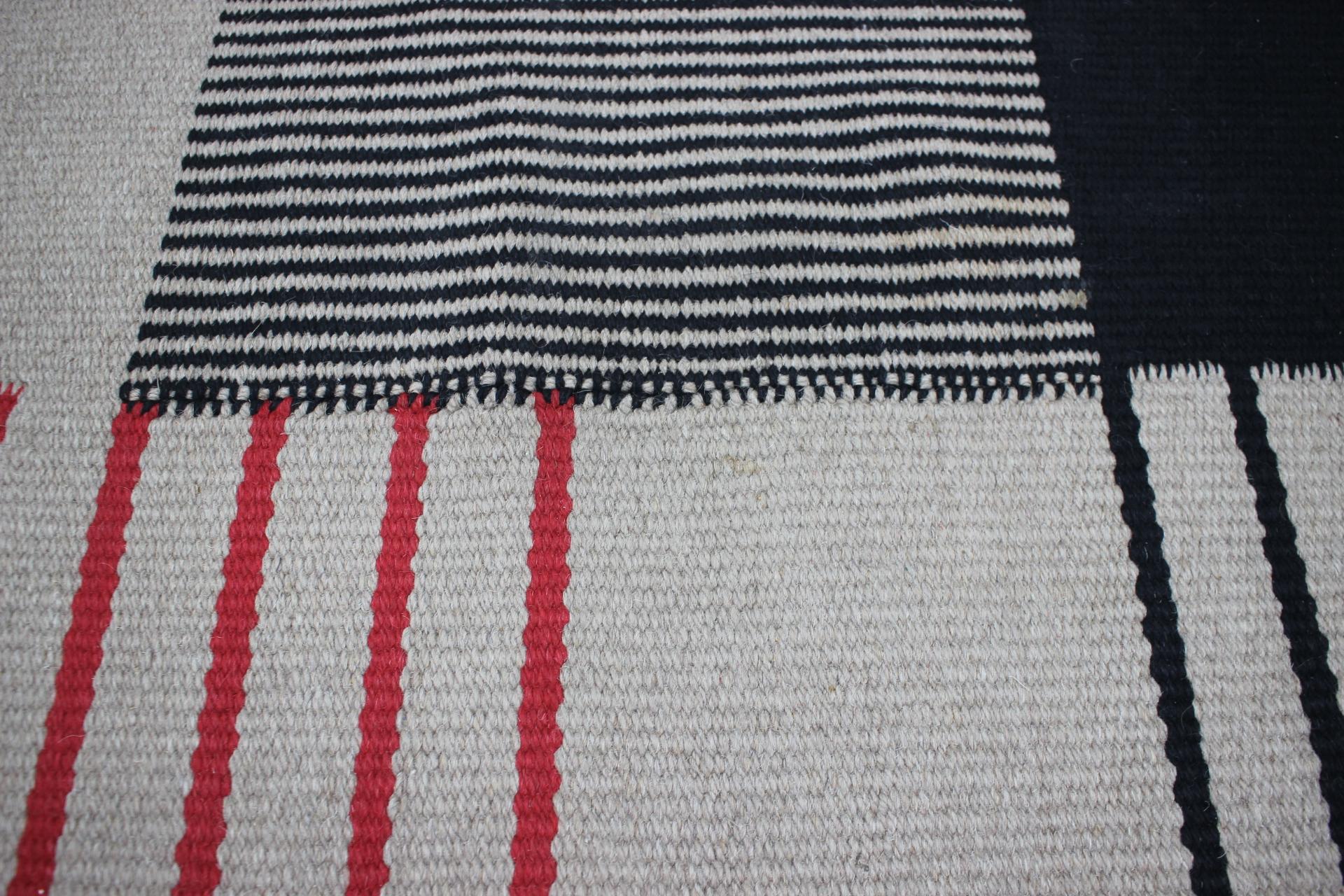 1950s Antonin Kybal Geometric Wool Rug, Czechoslovakia 6